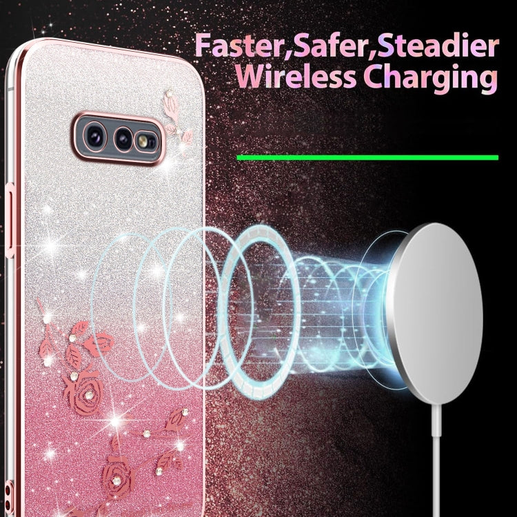 For Samsung Galaxy S10e Gradient Glitter Flower All-inclusive Phone Case