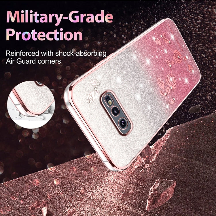 For Samsung Galaxy S10e Gradient Glitter Flower All-inclusive Phone Case