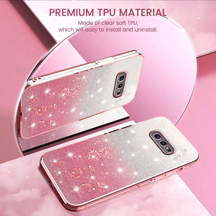 For Samsung Galaxy S10e Gradient Glitter Flower All-inclusive Phone Case