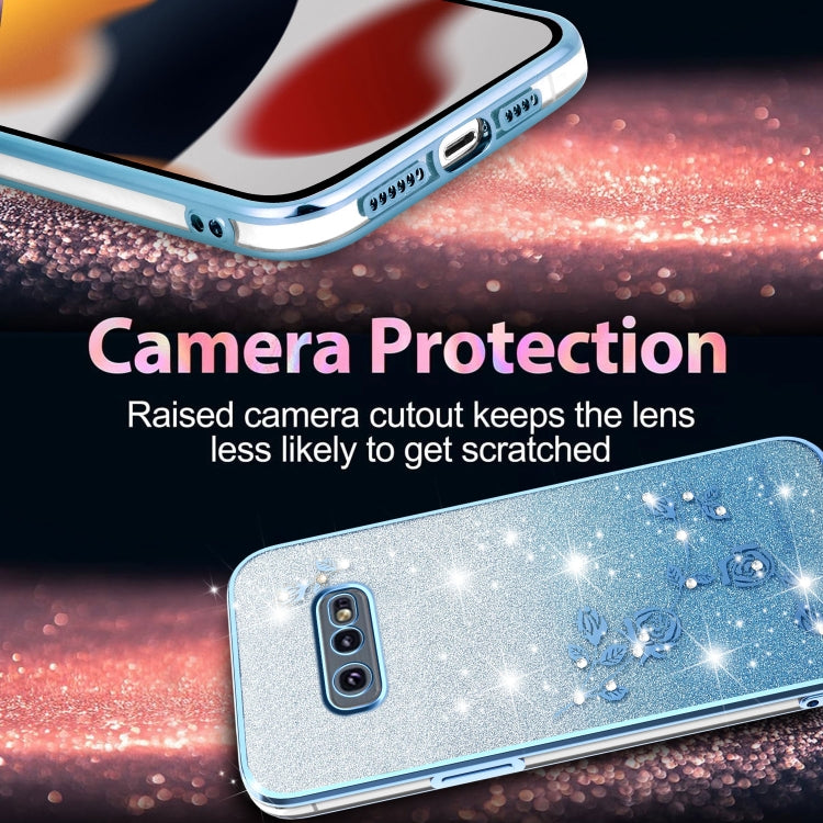 For Samsung Galaxy S10e Gradient Glitter Flower All-inclusive Phone Case
