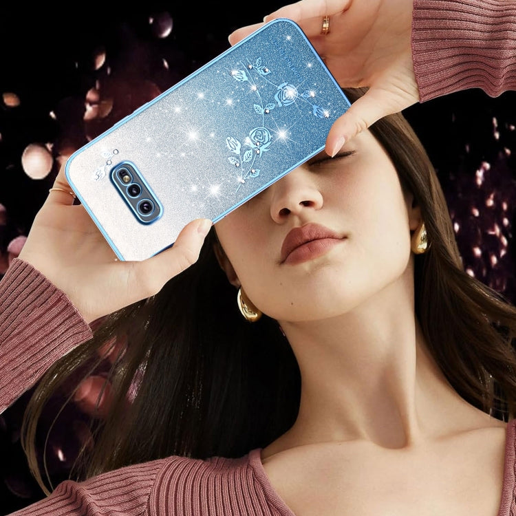 For Samsung Galaxy S10e Gradient Glitter Flower All-inclusive Phone Case