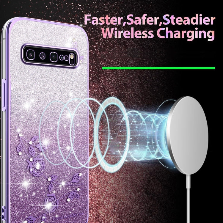 For Samsung Galaxy S10 5G Gradient Glitter Flower All-inclusive Phone Case