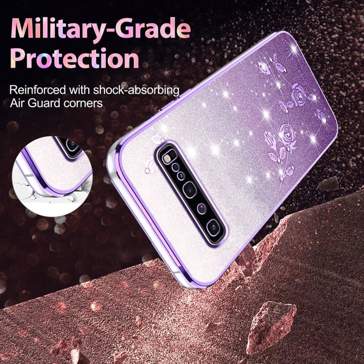 For Samsung Galaxy S10 5G Gradient Glitter Flower All-inclusive Phone Case