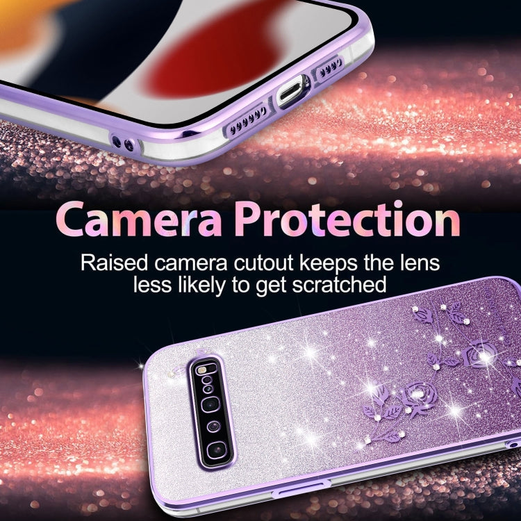 For Samsung Galaxy S10 5G Gradient Glitter Flower All-inclusive Phone Case