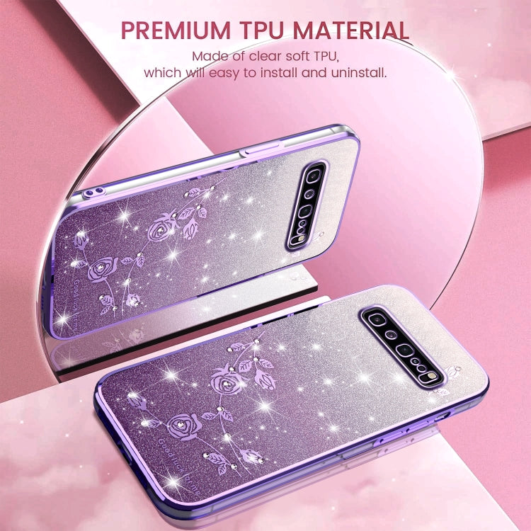 For Samsung Galaxy S10 5G Gradient Glitter Flower All-inclusive Phone Case