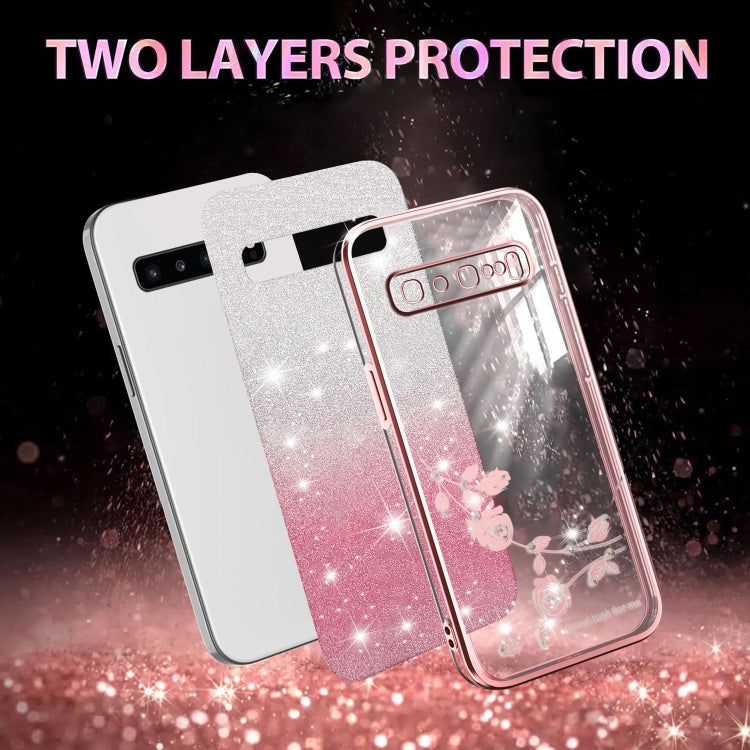 For Samsung Galaxy S10 5G Gradient Glitter Flower All-inclusive Phone Case