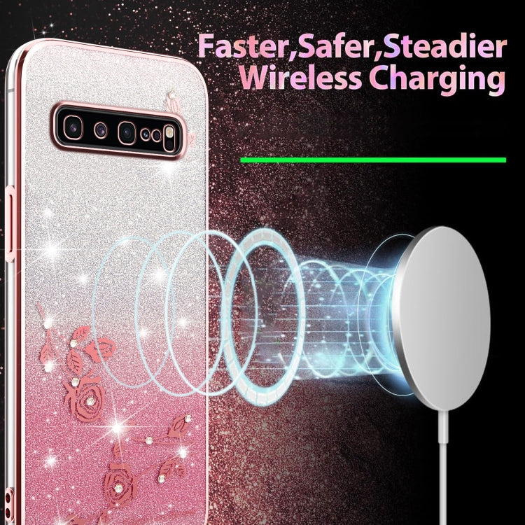 For Samsung Galaxy S10 5G Gradient Glitter Flower All-inclusive Phone Case