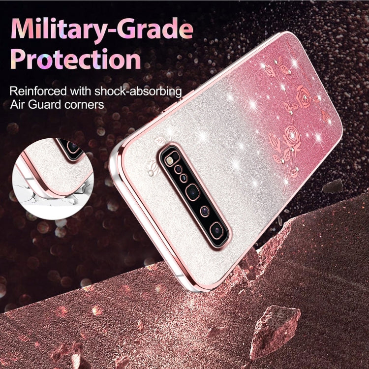 For Samsung Galaxy S10 5G Gradient Glitter Flower All-inclusive Phone Case