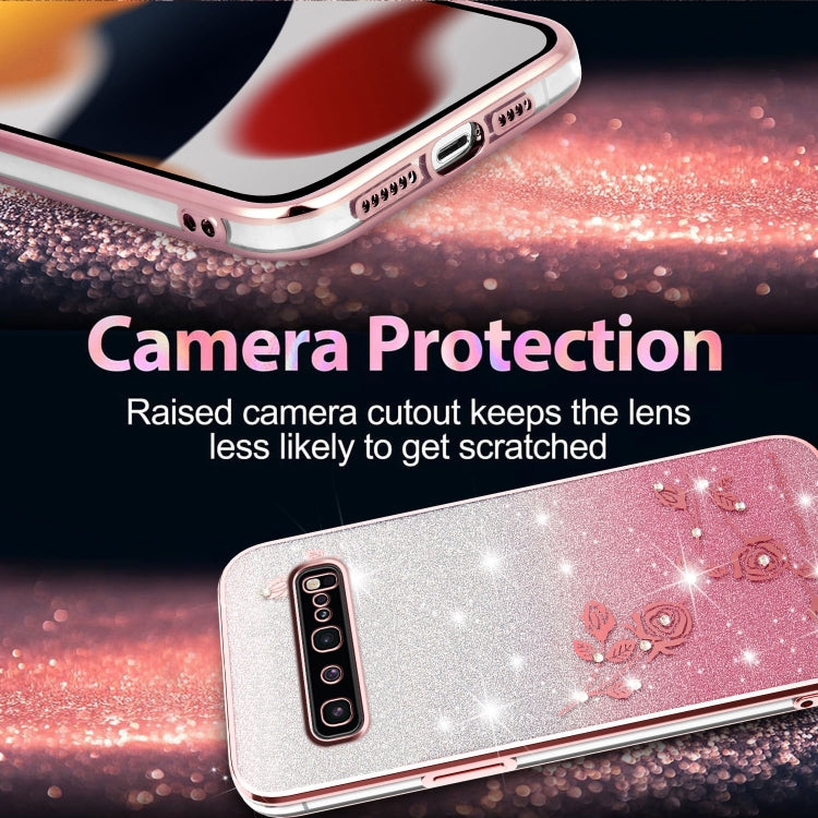 For Samsung Galaxy S10 5G Gradient Glitter Flower All-inclusive Phone Case
