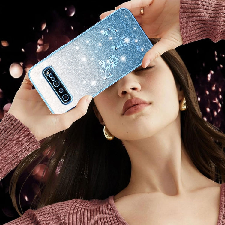For Samsung Galaxy S10 5G Gradient Glitter Flower All-inclusive Phone Case