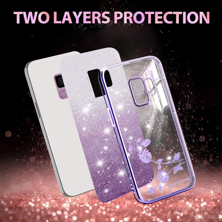 For Samsung Galaxy S9 Gradient Glitter Flower All-inclusive Phone Case