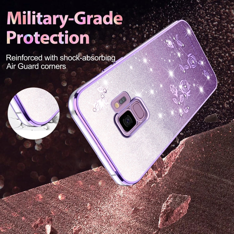 For Samsung Galaxy S9 Gradient Glitter Flower All-inclusive Phone Case