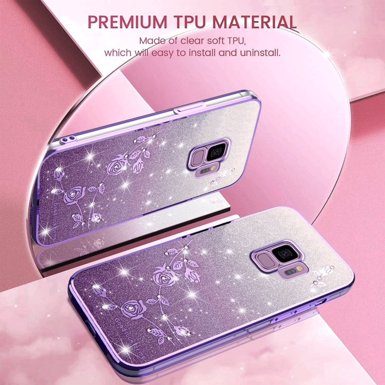 For Samsung Galaxy S9 Gradient Glitter Flower All-inclusive Phone Case