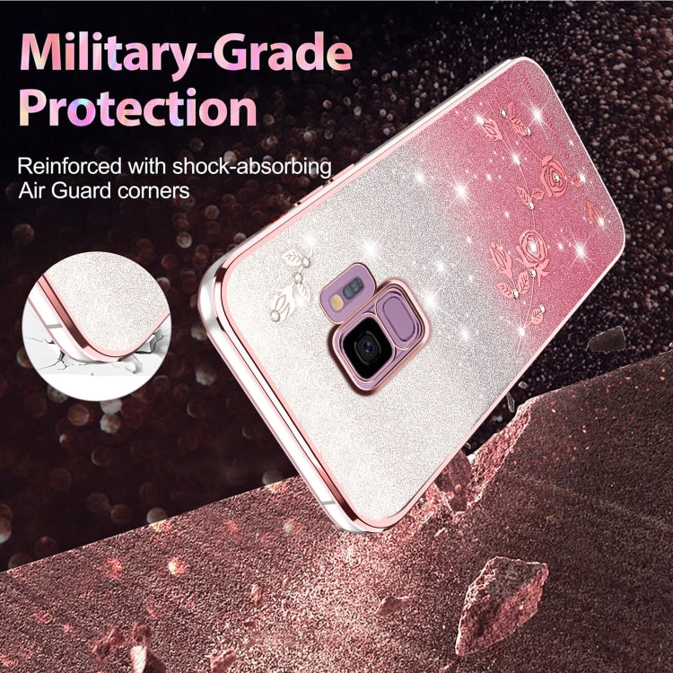 For Samsung Galaxy S9 Gradient Glitter Flower All-inclusive Phone Case