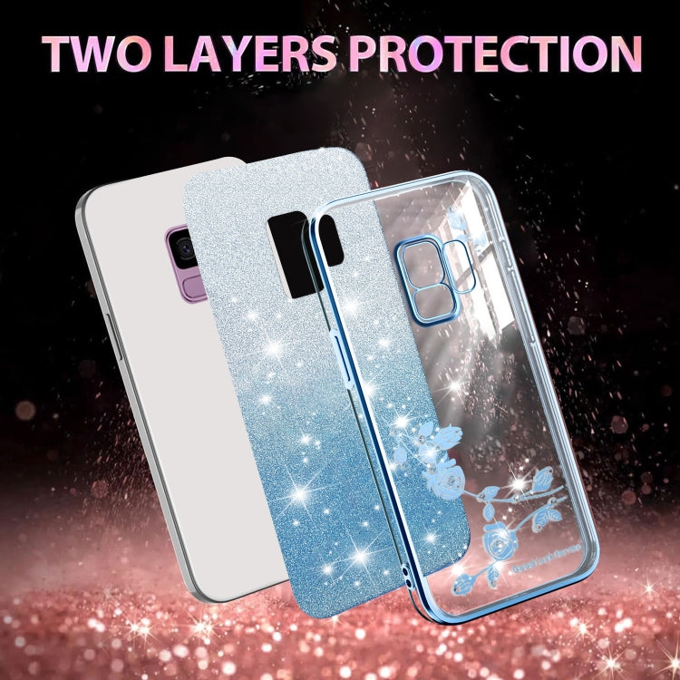 For Samsung Galaxy S9 Gradient Glitter Flower All-inclusive Phone Case