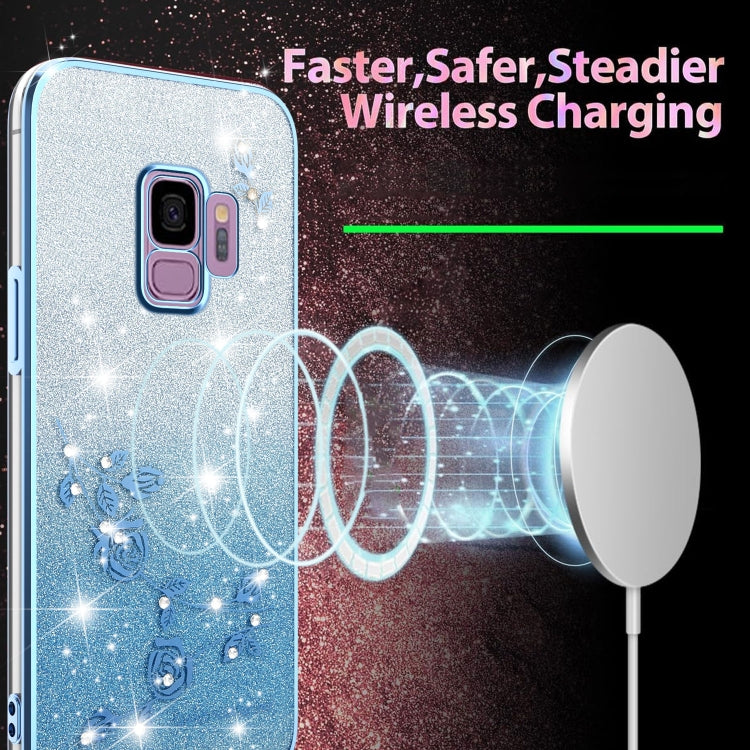 For Samsung Galaxy S9 Gradient Glitter Flower All-inclusive Phone Case