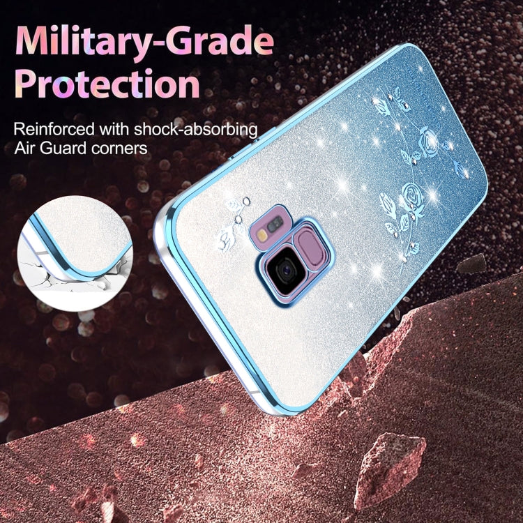For Samsung Galaxy S9 Gradient Glitter Flower All-inclusive Phone Case