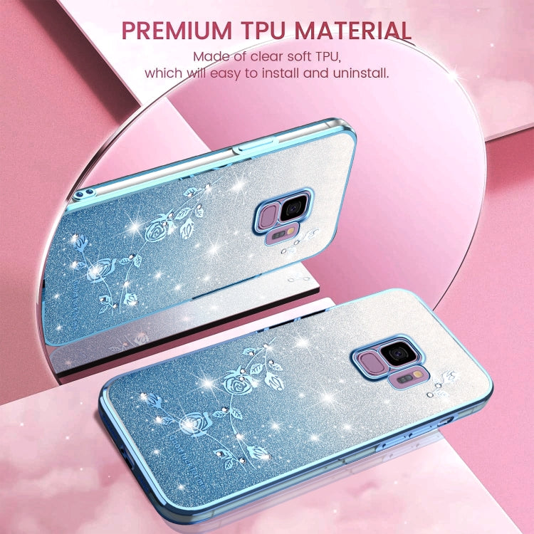 For Samsung Galaxy S9 Gradient Glitter Flower All-inclusive Phone Case