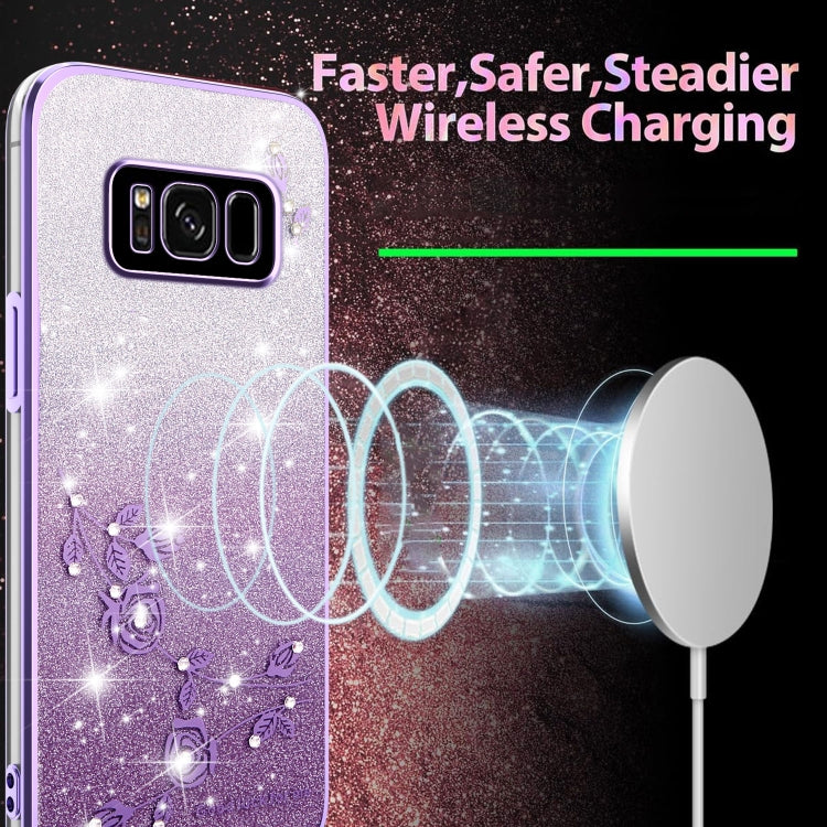 For Samsung Galaxy S8 Gradient Glitter Flower All-inclusive Phone Case