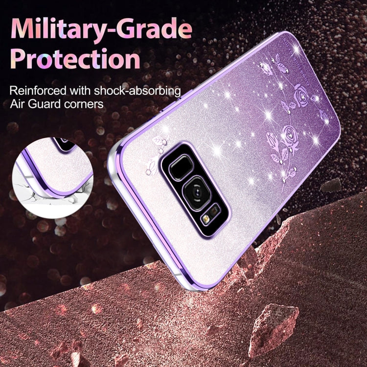 For Samsung Galaxy S8 Gradient Glitter Flower All-inclusive Phone Case