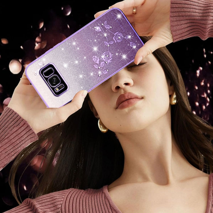 For Samsung Galaxy S8 Gradient Glitter Flower All-inclusive Phone Case