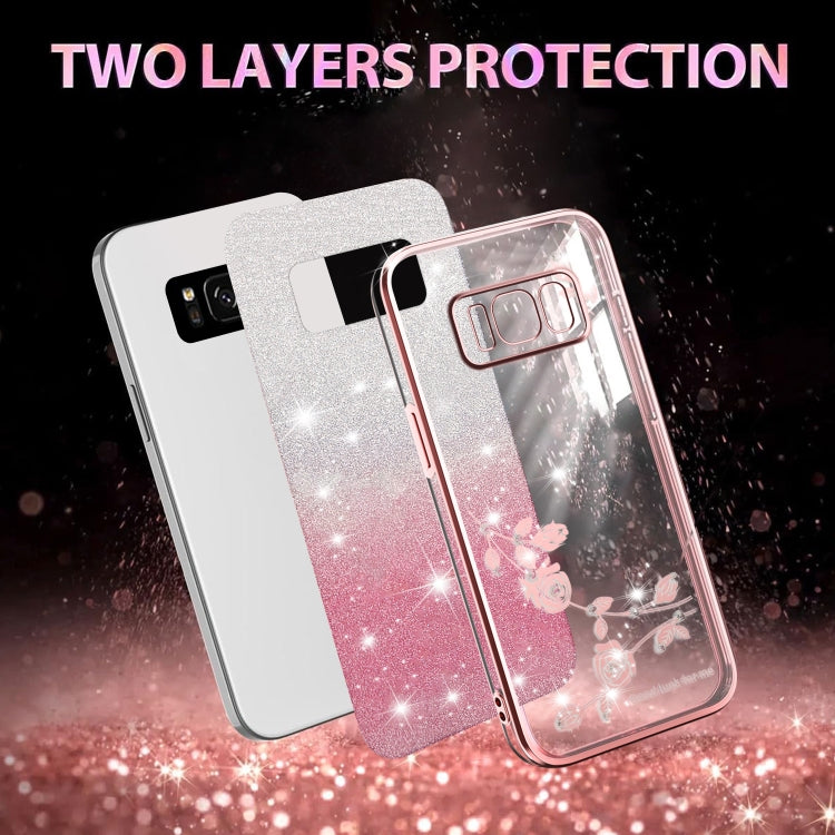 For Samsung Galaxy S8 Gradient Glitter Flower All-inclusive Phone Case