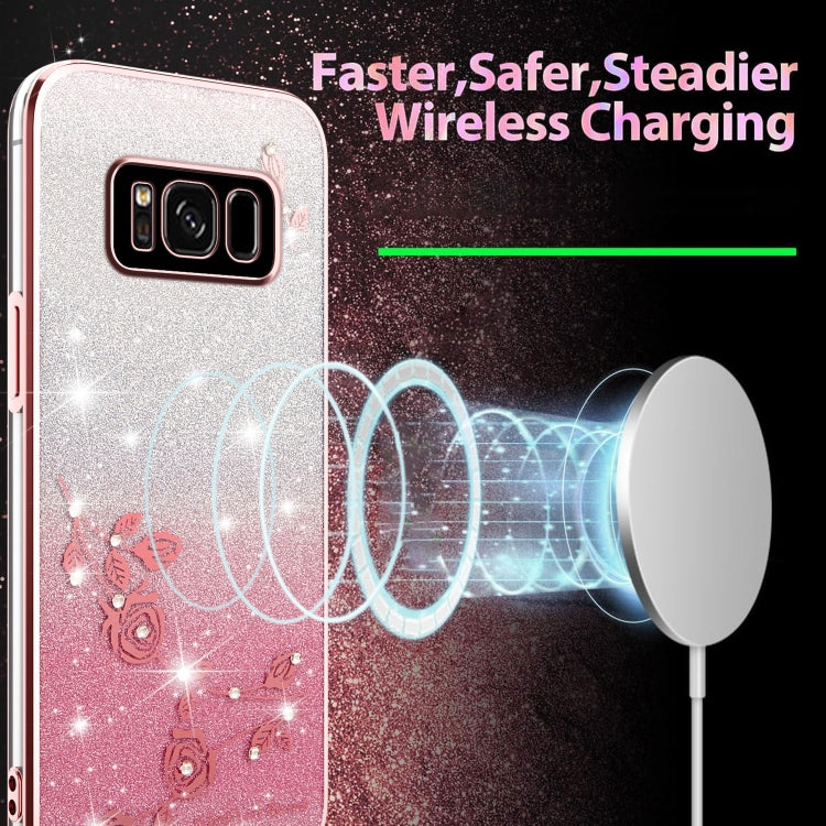 For Samsung Galaxy S8 Gradient Glitter Flower All-inclusive Phone Case