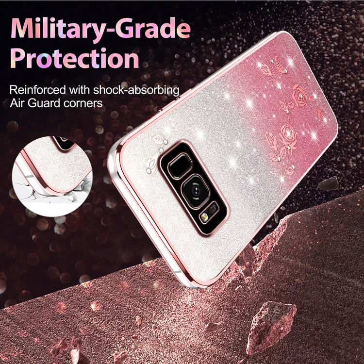 For Samsung Galaxy S8 Gradient Glitter Flower All-inclusive Phone Case