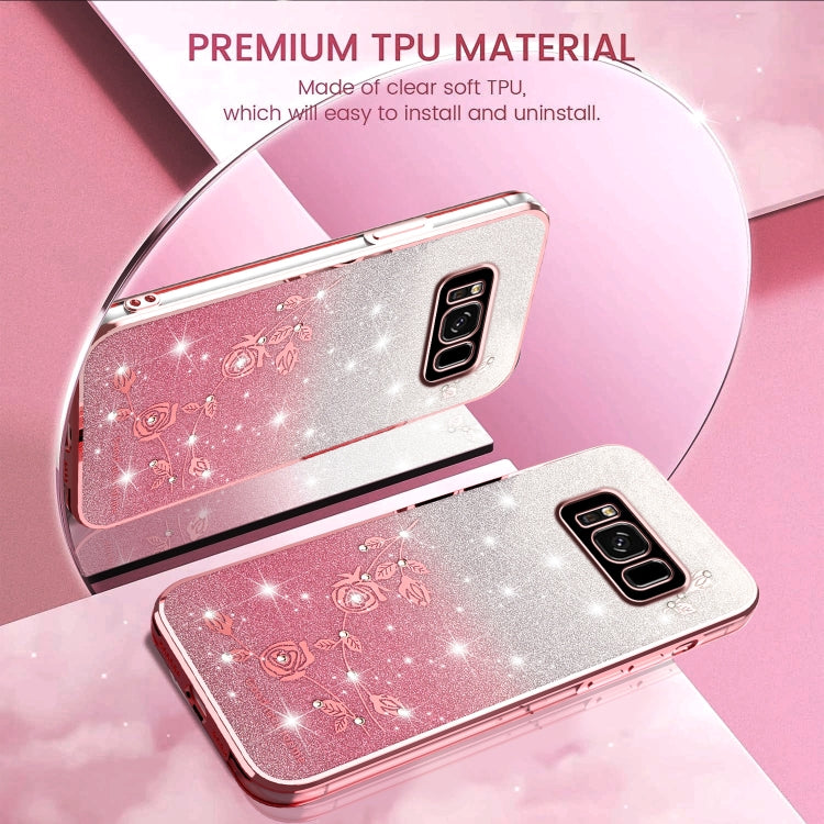 For Samsung Galaxy S8 Gradient Glitter Flower All-inclusive Phone Case