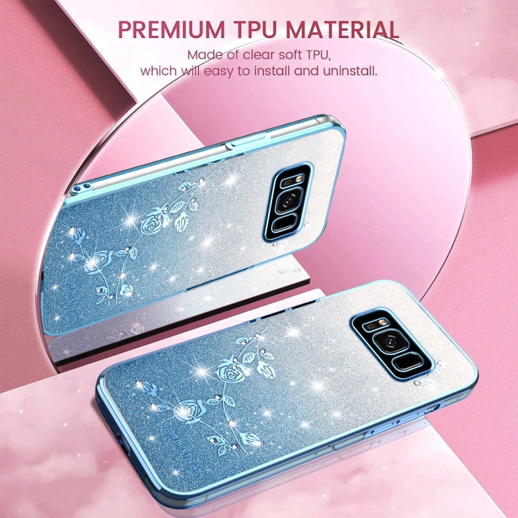 For Samsung Galaxy S8 Gradient Glitter Flower All-inclusive Phone Case