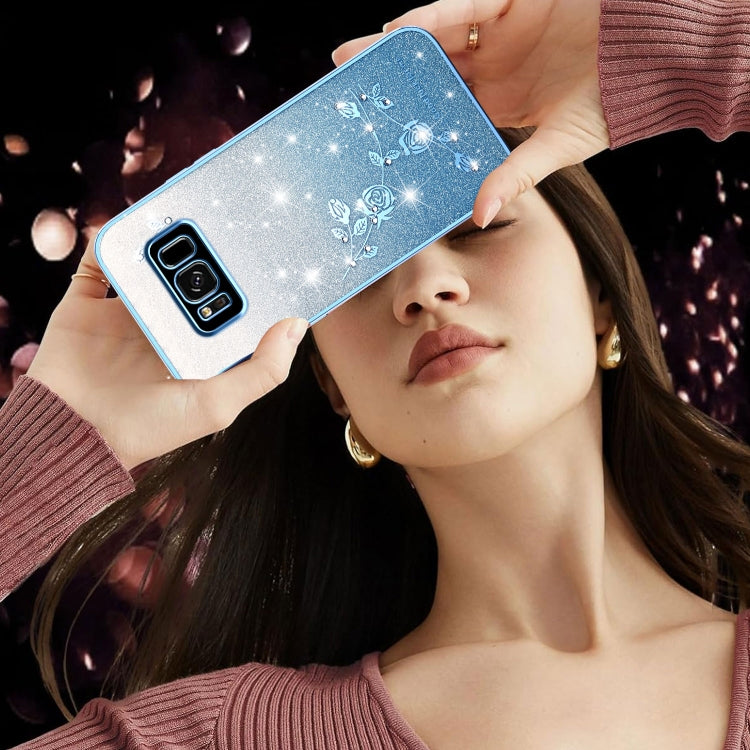 For Samsung Galaxy S8 Gradient Glitter Flower All-inclusive Phone Case