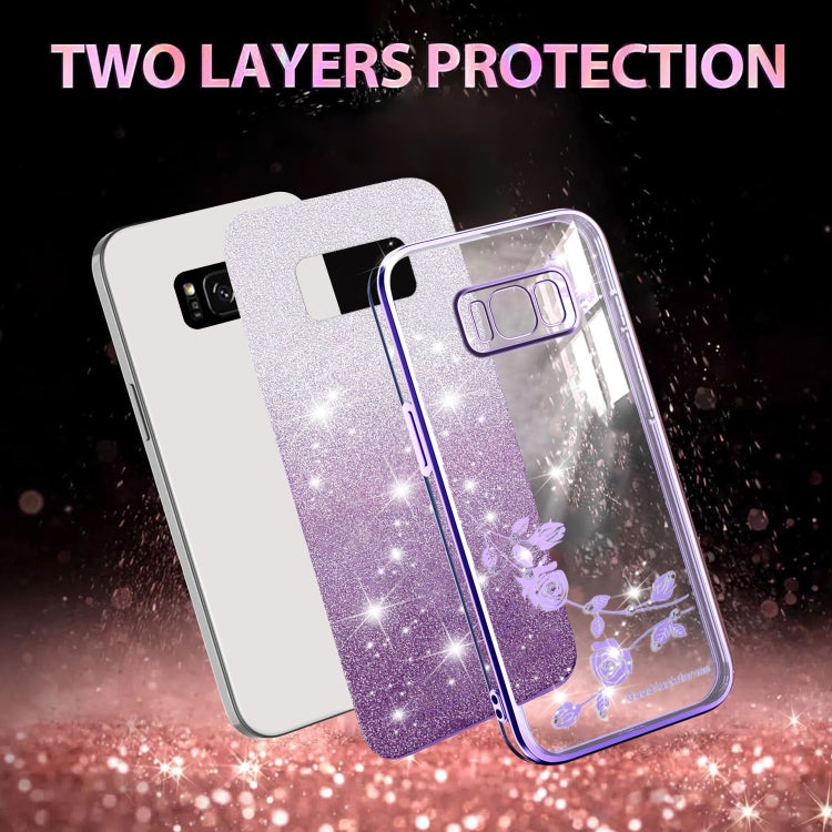 For Samsung Galaxy S8+ Gradient Glitter Flower All-inclusive Phone Case