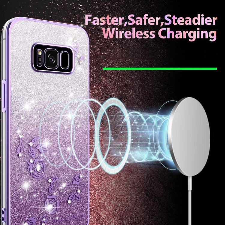 For Samsung Galaxy S8+ Gradient Glitter Flower All-inclusive Phone Case