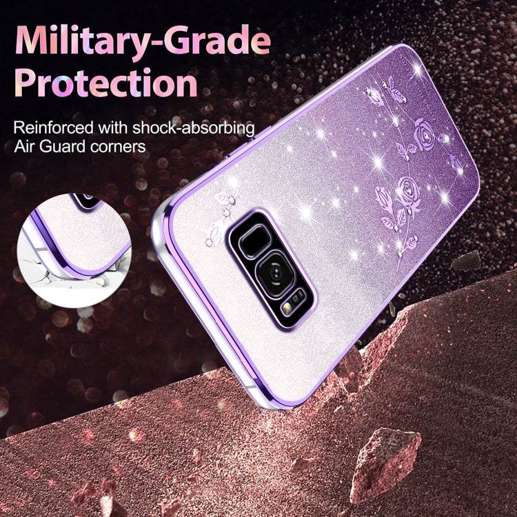 For Samsung Galaxy S8+ Gradient Glitter Flower All-inclusive Phone Case