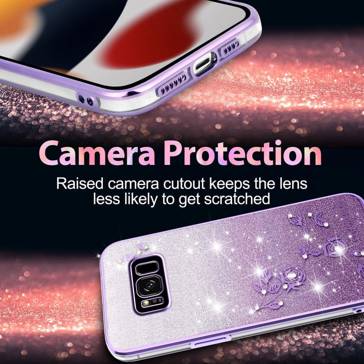 For Samsung Galaxy S8+ Gradient Glitter Flower All-inclusive Phone Case