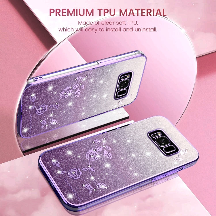 For Samsung Galaxy S8+ Gradient Glitter Flower All-inclusive Phone Case