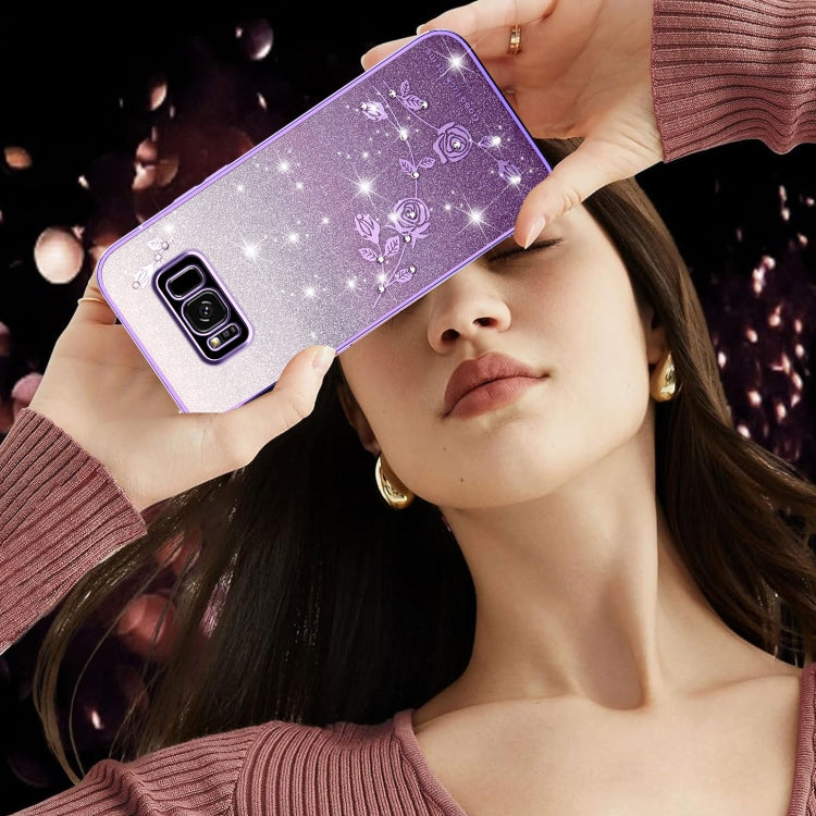 For Samsung Galaxy S8+ Gradient Glitter Flower All-inclusive Phone Case