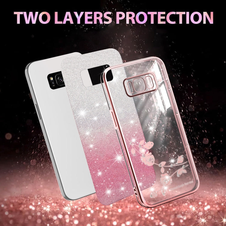 For Samsung Galaxy S8+ Gradient Glitter Flower All-inclusive Phone Case