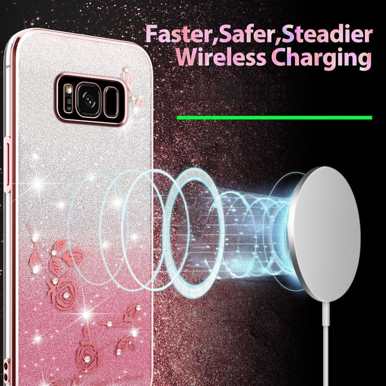 For Samsung Galaxy S8+ Gradient Glitter Flower All-inclusive Phone Case