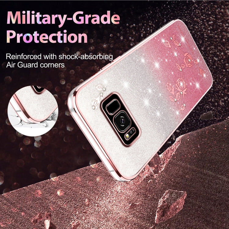 For Samsung Galaxy S8+ Gradient Glitter Flower All-inclusive Phone Case
