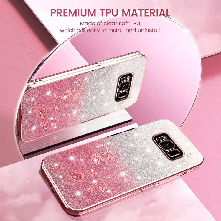 For Samsung Galaxy S8+ Gradient Glitter Flower All-inclusive Phone Case