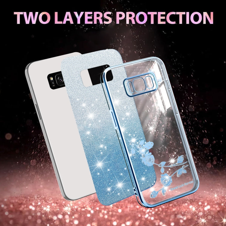 For Samsung Galaxy S8+ Gradient Glitter Flower All-inclusive Phone Case