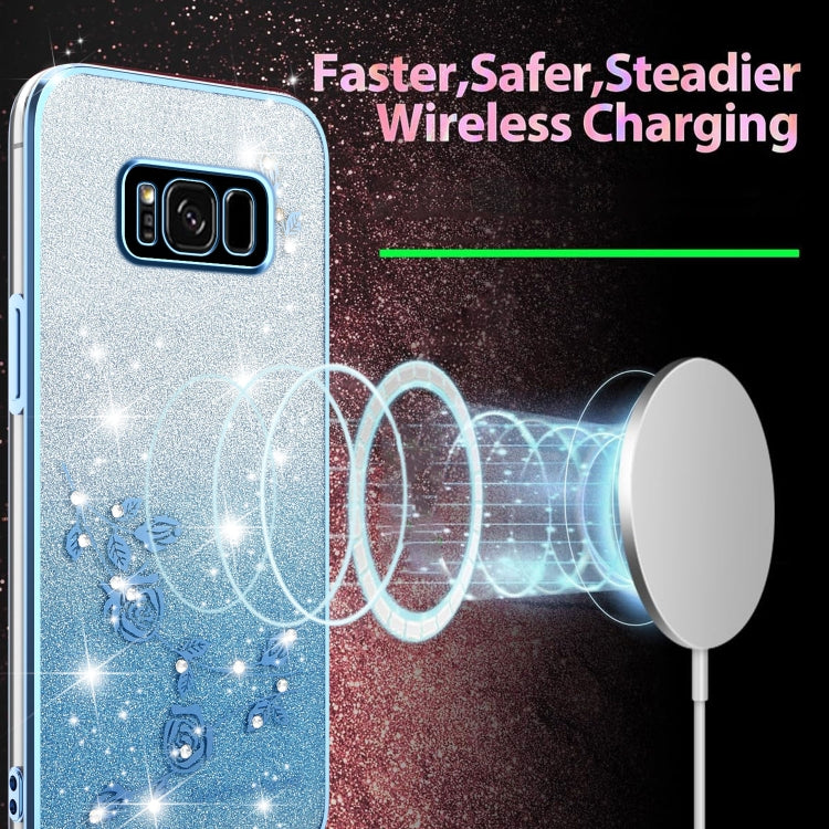 For Samsung Galaxy S8+ Gradient Glitter Flower All-inclusive Phone Case