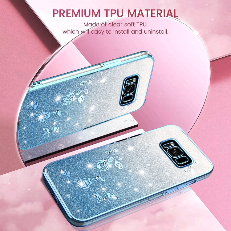 For Samsung Galaxy S8+ Gradient Glitter Flower All-inclusive Phone Case