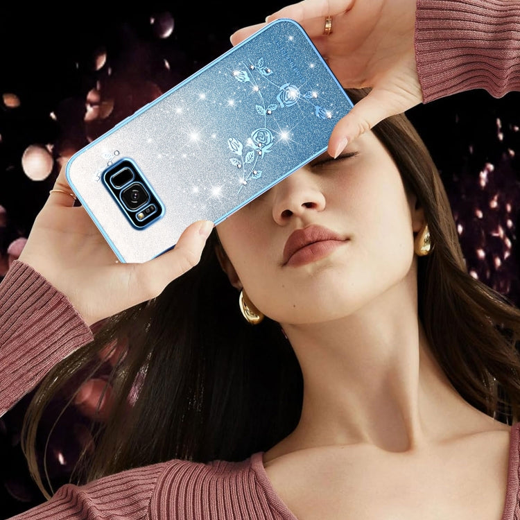 For Samsung Galaxy S8+ Gradient Glitter Flower All-inclusive Phone Case