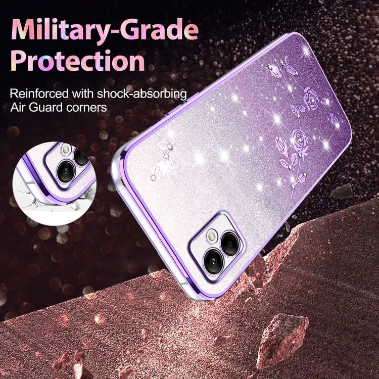 For Samsung Galaxy A05 Gradient Glitter Flower All-inclusive Phone Case