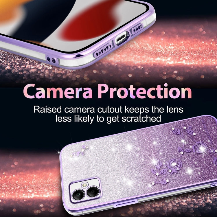 For Samsung Galaxy A05 Gradient Glitter Flower All-inclusive Phone Case