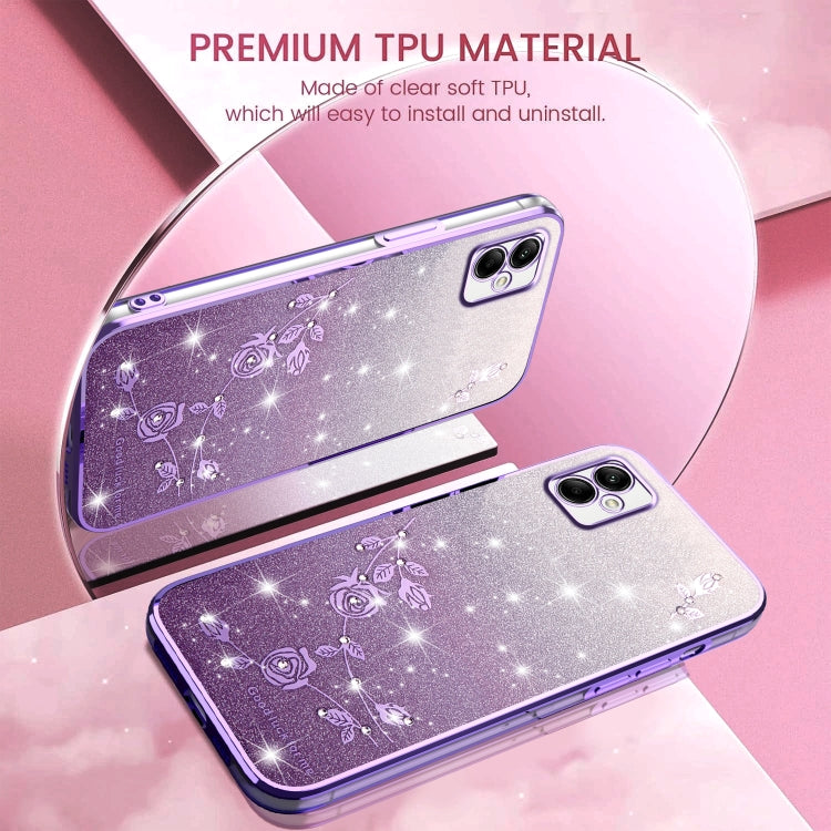 For Samsung Galaxy A05 Gradient Glitter Flower All-inclusive Phone Case