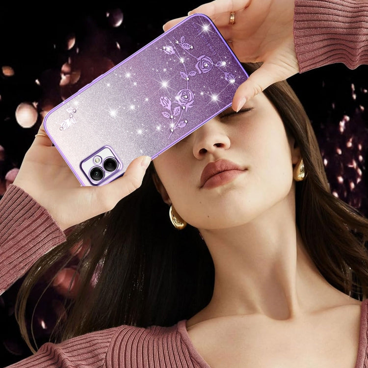 For Samsung Galaxy A05 Gradient Glitter Flower All-inclusive Phone Case