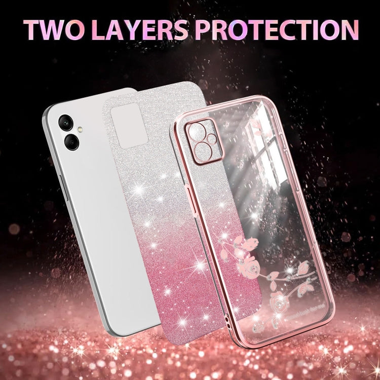 For Samsung Galaxy A05 Gradient Glitter Flower All-inclusive Phone Case